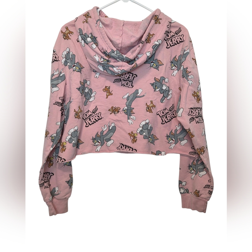 Tom and Jerry Pink Cropped Hoodie - Picture 2 of 10